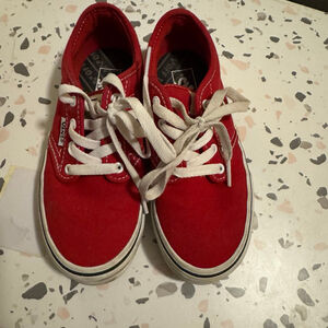 Youth Red Vans - Checkered Sole